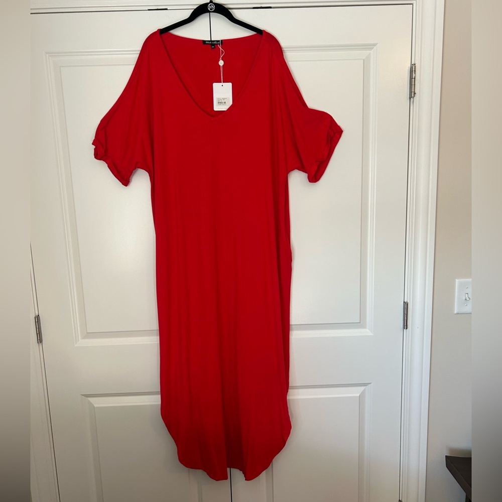 White Mark Red Maxi Dress